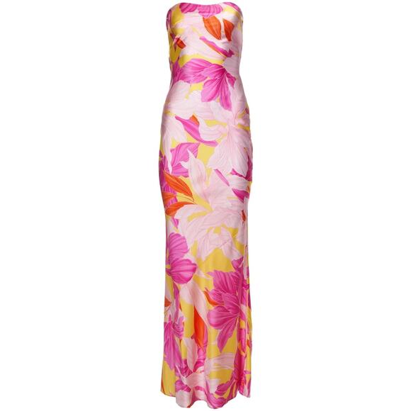 Retrofete Keaton Botanical Floral Silk Strapless Gown SMALL - Picture 1 of 8